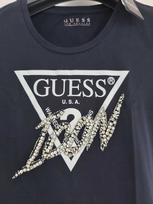 Sp Vtd  t-shirt GUESS icon granat bluzka cyrkonie top S