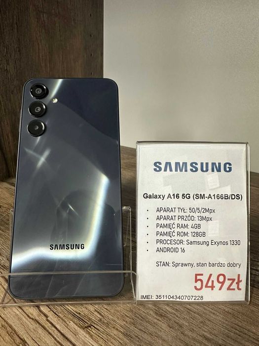 Smartfon Telefon Samsung Galaxy A16 5G (SM-A166B/DS) 4/128GB stan bdb gwarancja