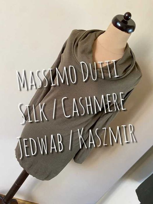 Jedwab kaszmir 36 38 braz khaki sweter tunika sukienka massimo dutti