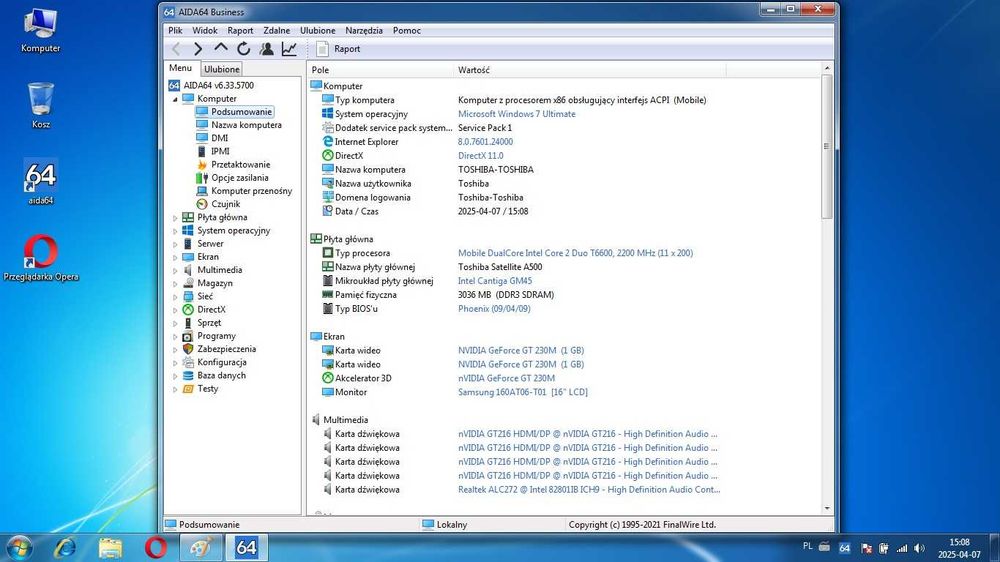 Toshiba x2 Core 2 Duo  2200MHz.Ram4Gb,Hdd\500GB,Gwarancja
