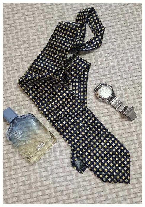 Мужской галстук из итальянского шелка, клетка