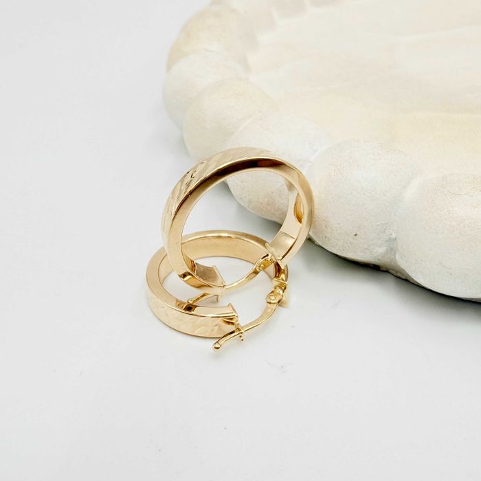 Złote kolczyki 585 diamentowane kółka 2,07g 19,3mm