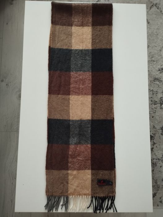 Szal hemley wełną wełniany premium wool szalik w kratę