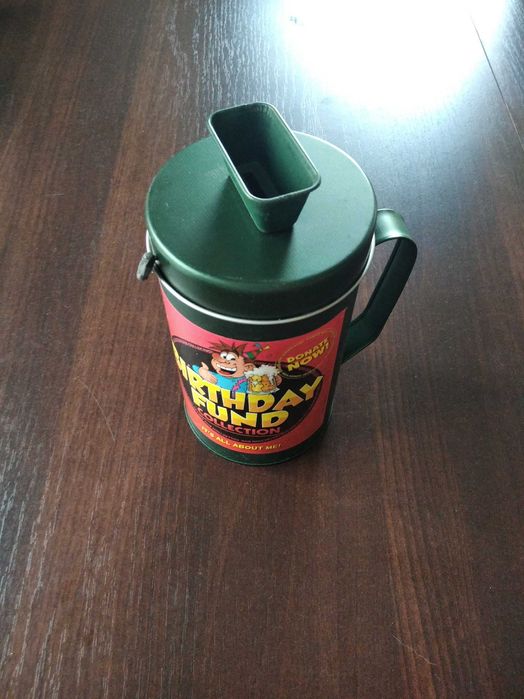 Skarbonka kubek blaszany zielony