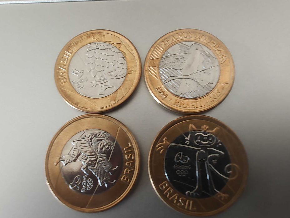 Moedas de um real das olimpíadas do Brasil