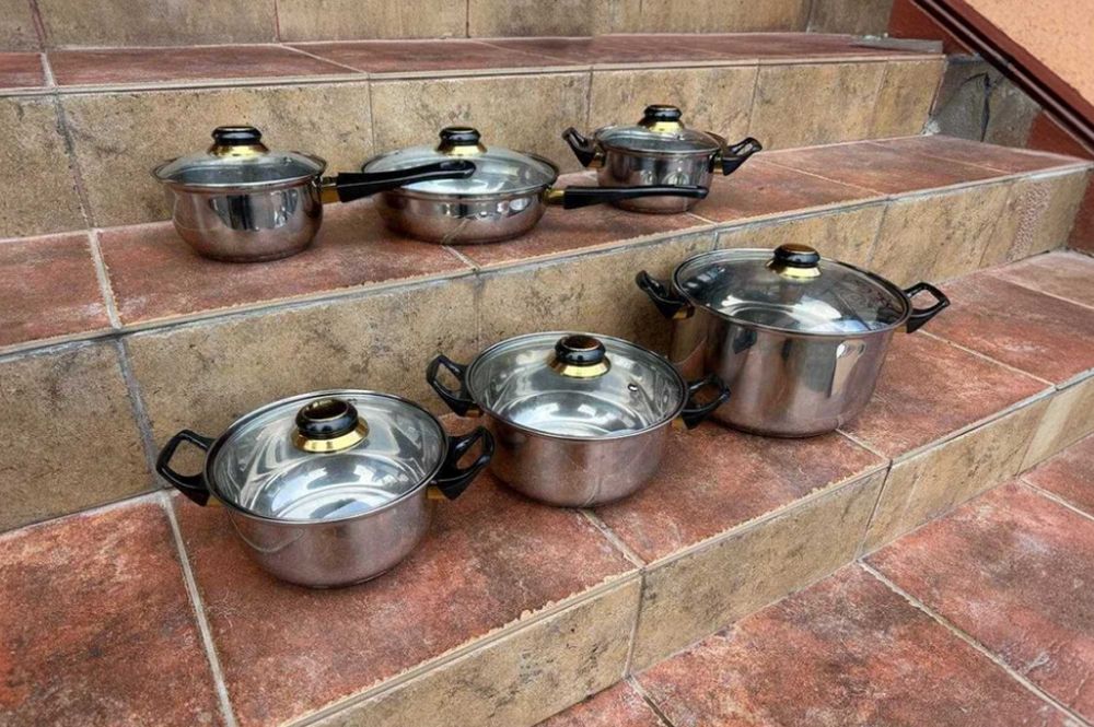 Набор кастрюль, набір каструль з нержавіючої сталі, 12 предметов 6 в 1