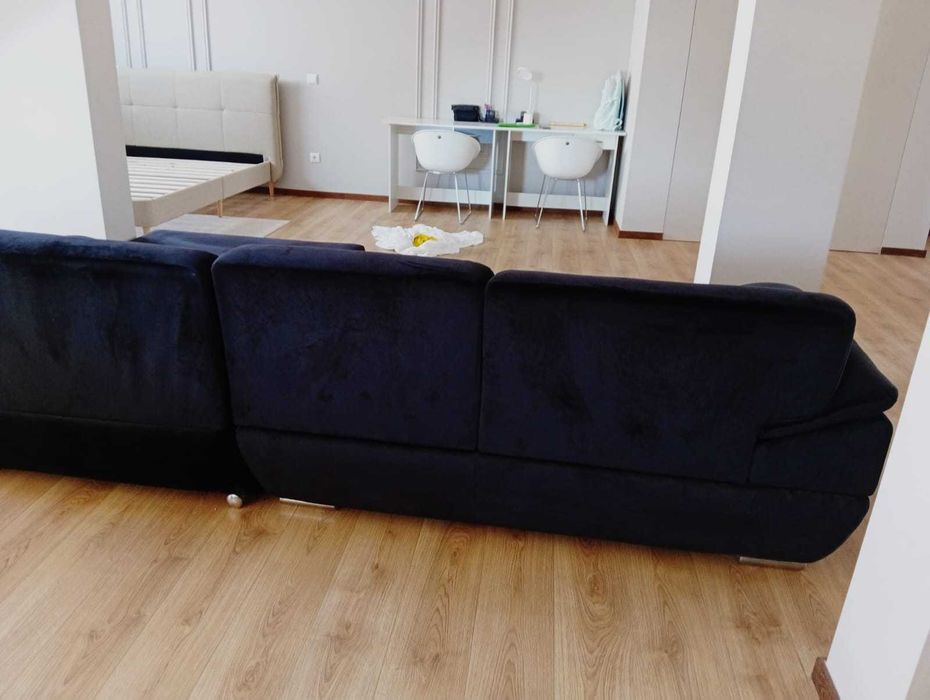 SOFÁ Chaise Longue preto da Moviflor como novo tecido aveludado