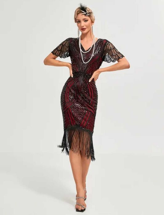 Nowa sukienka Flapper Gatsby RETRO cekiny, r. M Sylwester wesele karnawał