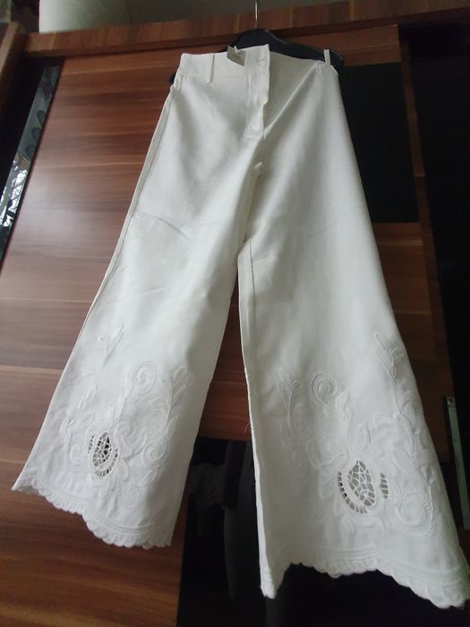Lniane spodnie biale Reserved 38