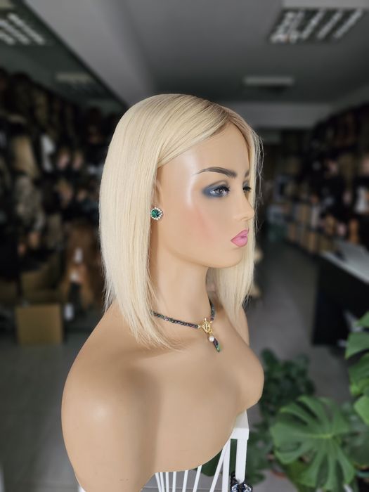 Topper premium z włosów naturalnych Diana jasny blond imitacja skory