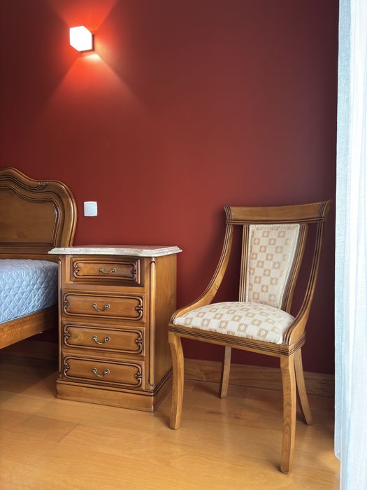 Conjunto Quarto Completo Madeira Maciça + Cama 140x190 - Colchão Novo