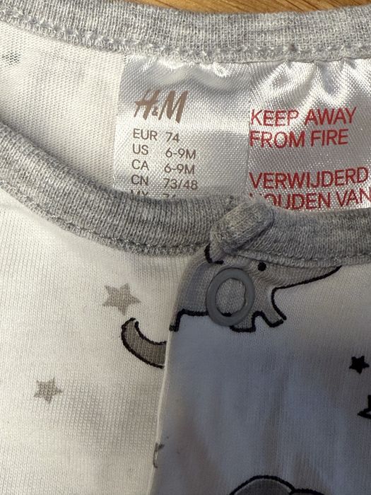 Piżamka pajacyk jednoczęściowy bez stóp h&m