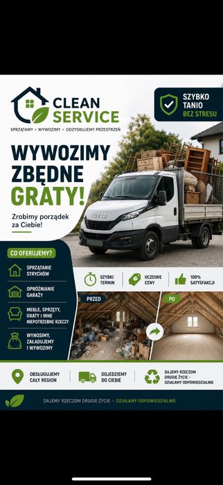 Wywózka śmieci , sprzątanie strychów i garaży