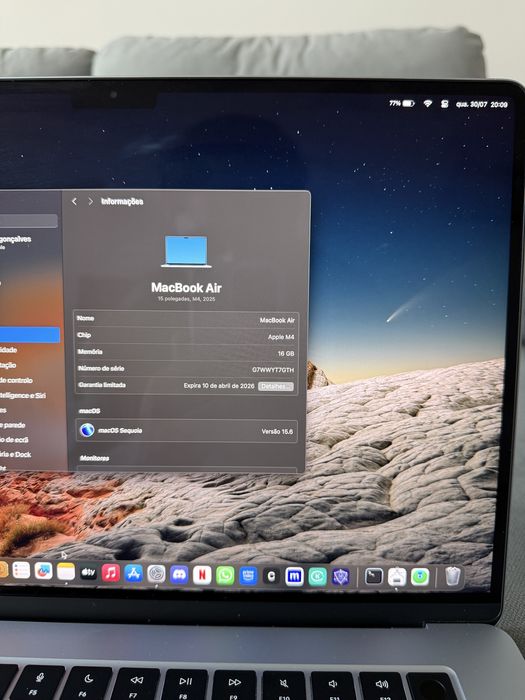 MacBook Air 15” M4 2025 | 16GB RAM | Garantia até abril 2026