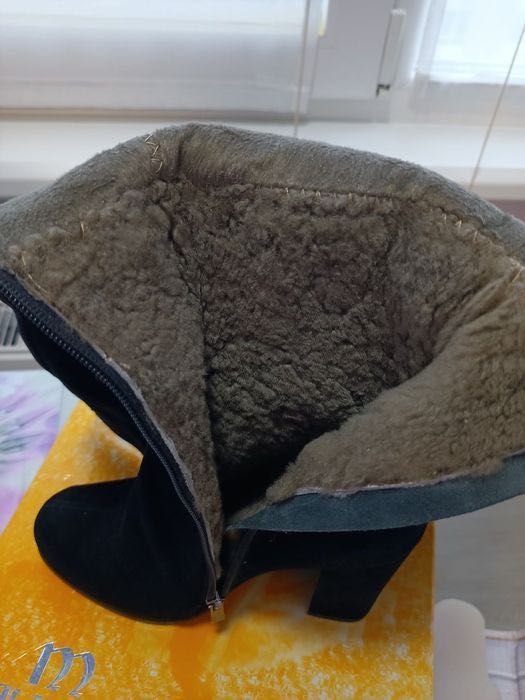 Ботфорти єврозима нові, 38р, шкіра/цегейка