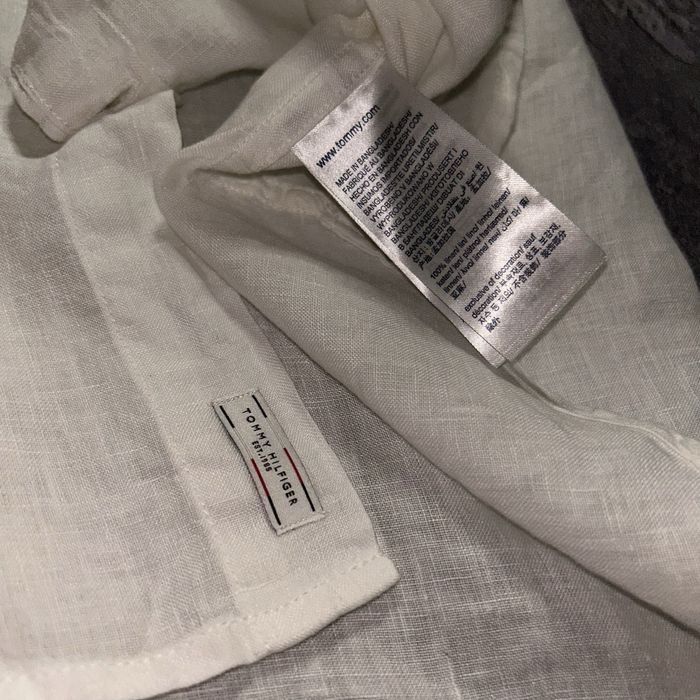 Tommy Hilfiger сорочка з льону XL білого кольору оригінал