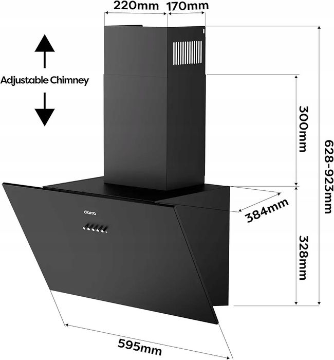 Okap ścienny Ciarra CBCB6762A 60 cm 3 prędkości 650 m³/h