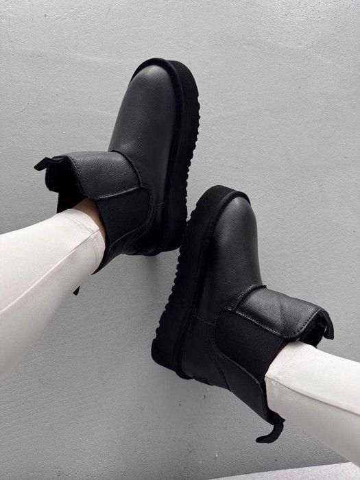 Уггі UGG Neumel Chelsea Platform Black Leather шкіряні