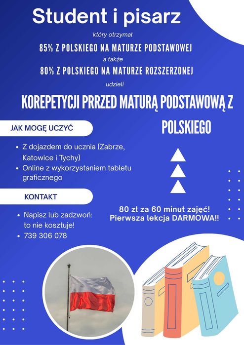 Student i pisarz udzieli korepetycji z języka polskiego