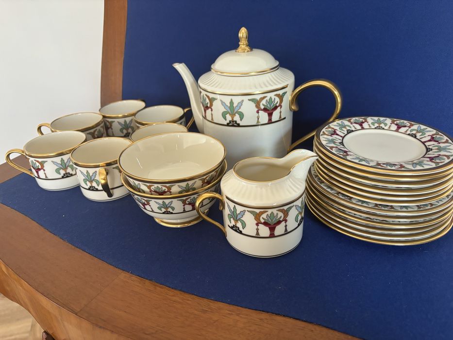 Serviço de Chá porcelana Lenox pintado a ouro
