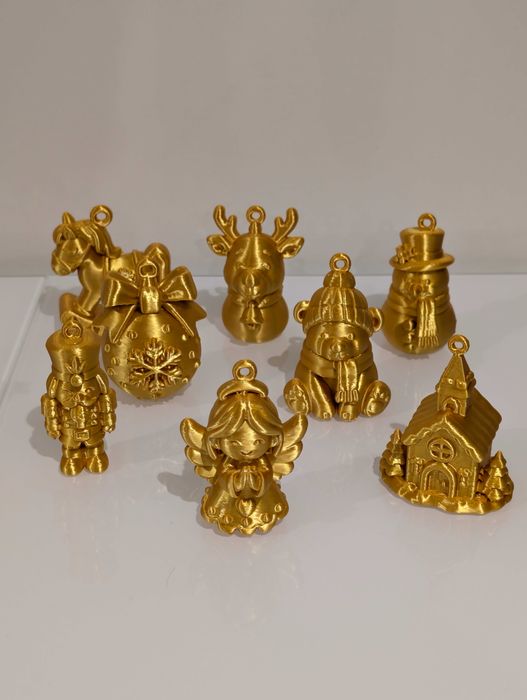Pack 8 Enfeites de Natal Dourados Árvore de Natal