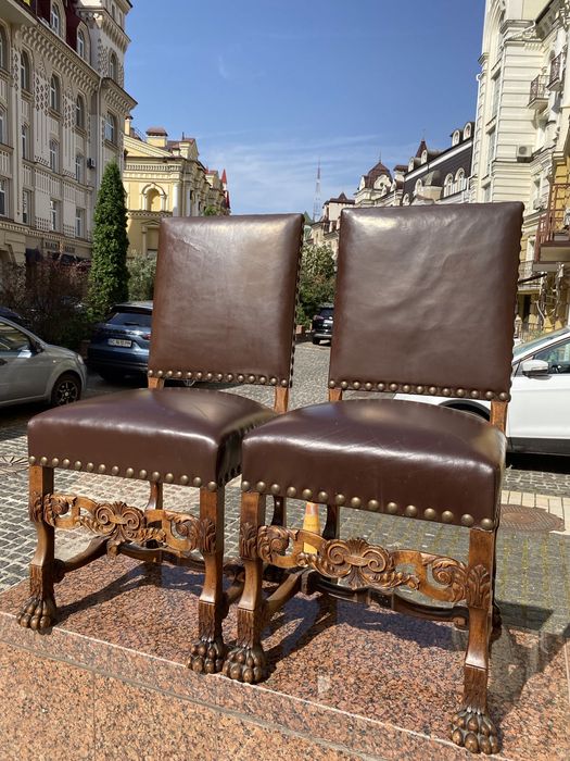 Кресло стул антиквариат кожаное шкіра век