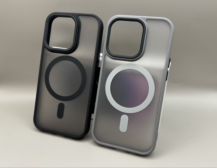 Матовый чехол IPhone 14 Pro Max Grey MagSafe, 16 Pro Max-12 Pro, Black