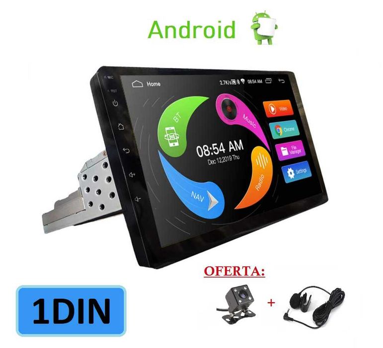 (NOVO) Rádio 1DIN • 9 " Polegadas • ANDROID (4/32GB) • Câmera • GPS