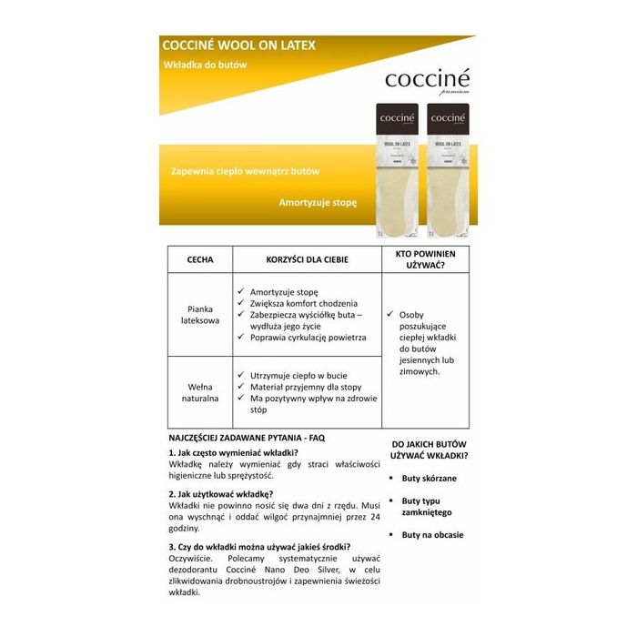 r.41 - wkładki wełna na lateksie coccine wool on latex