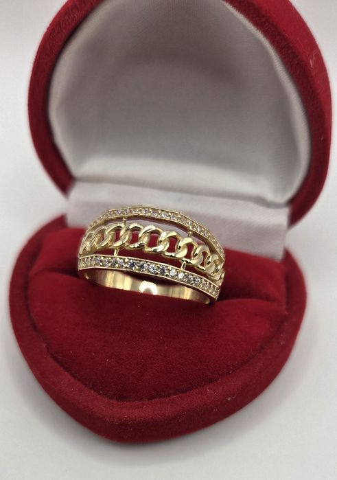 Piekny pierścionek złoty z cyrkoniami pr 585 14K