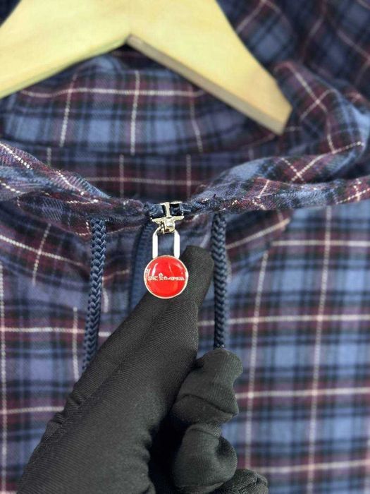 Синяя рубашка овершот Kiton рубашка в клетку Китон сорочка куртка рубашка с капюшоном p049