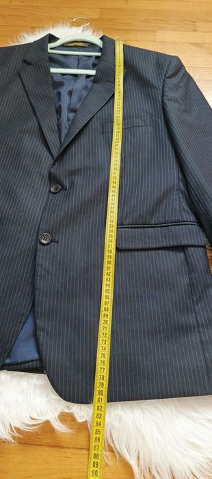 Marynarka Enrico Masarotti 56/ XL granat prążek 100% wełna, 150's