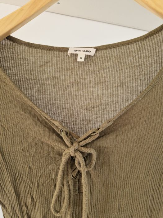 River Island bluzka wiązana w prążki oliwkowa