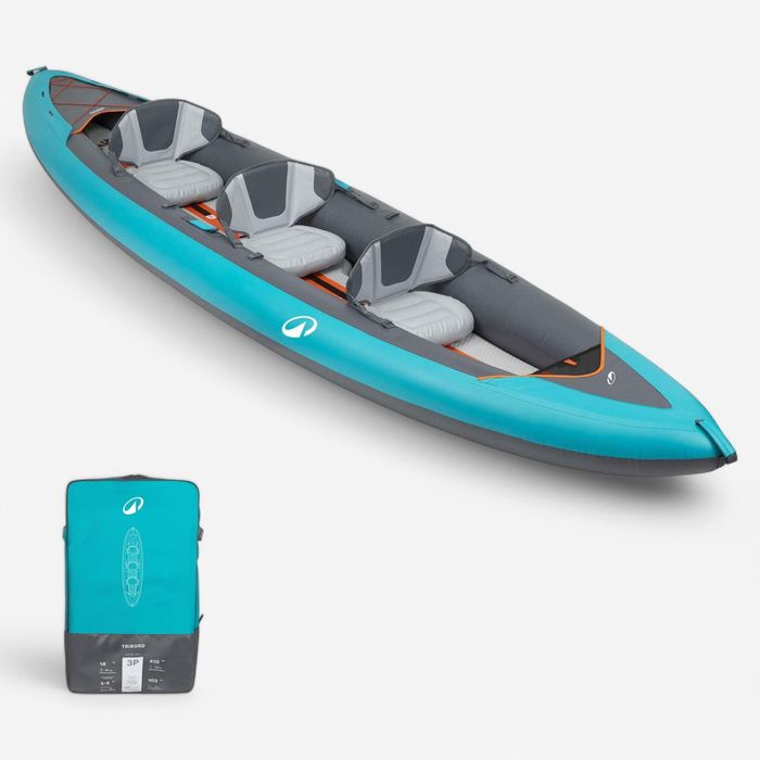 Canoa kayak insuflável 2/3 lugares - Tribord 100+ Azul