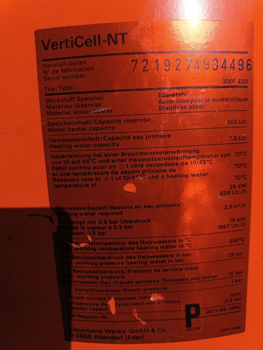 Bojler 160L Viessmann pionowy wężownicą