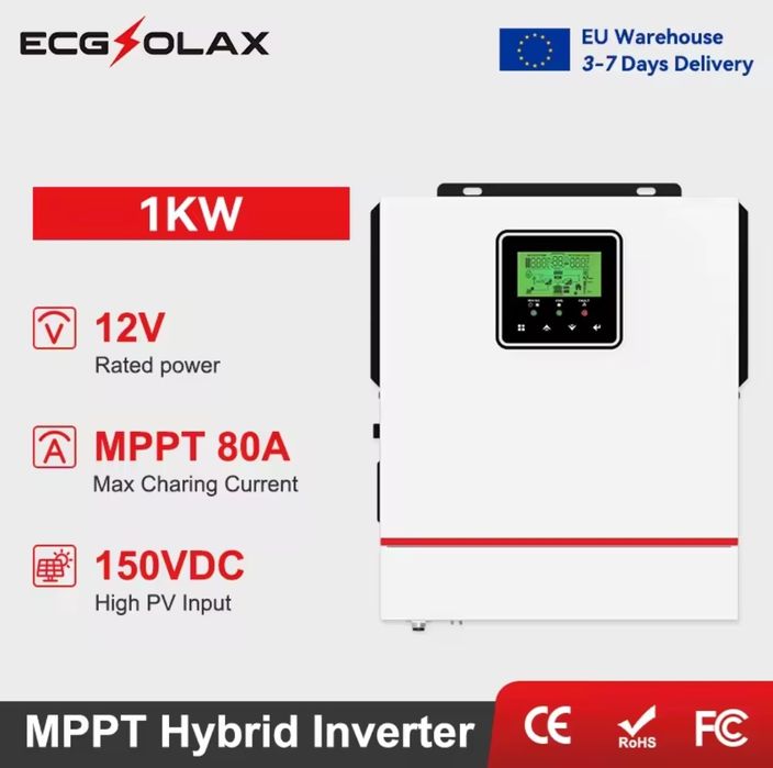 Гибридный инвертор 12в 1kw Ecgsolax