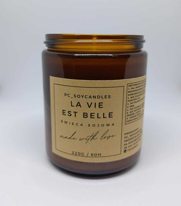 Świeca Sojowa Zapachowa La Vie Est Belle 250ml 60h