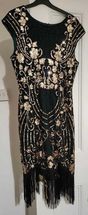 Elegancka sukienka Retro Flapper GATSBY cekiny, r. M/L karnawał Sylwester wesele