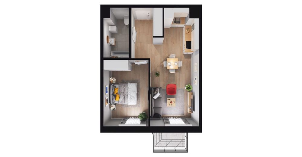 2-pokojowe mieszkanie 42m2 + balkon