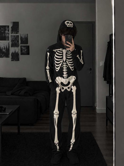 Cedarwood State Piżama Męska L Polar Szkielet Halloween