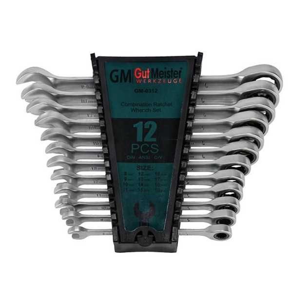 Набір Ключів Рожково-Накидних З Трещіткою Gut Meister 12 Шт 8-19мм