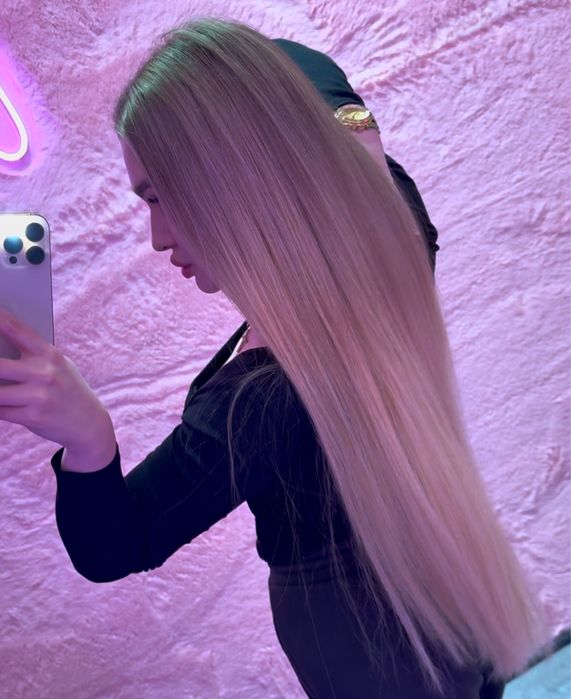 Волосся для нарощування ідеально гладке блонд 70 см 110 грам