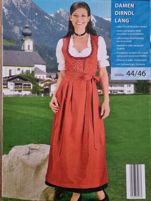 Strój ludowy, Dirndl sukienka bawarska maxi z bluzką 3-częśc. rozm 44