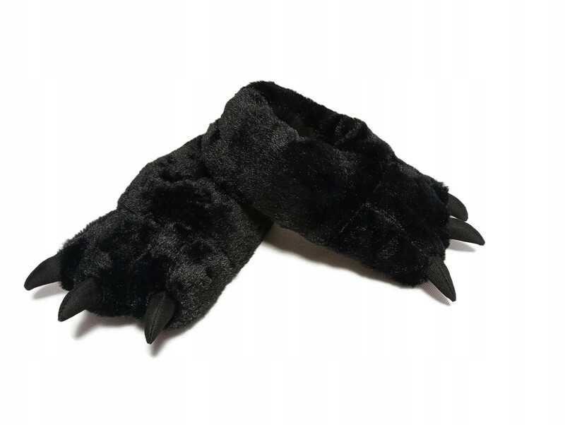 kapcie pluszowe pazur łapa czarne zwierzaki nr. 42