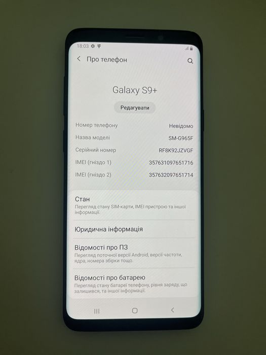Samsung S9+ робочий , полоси по екрані