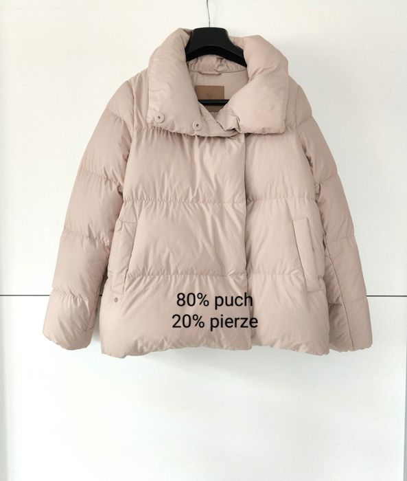 Kurtka zimowa Massimo dutti 36 S różowa pudrowy róż puchowa pikowana