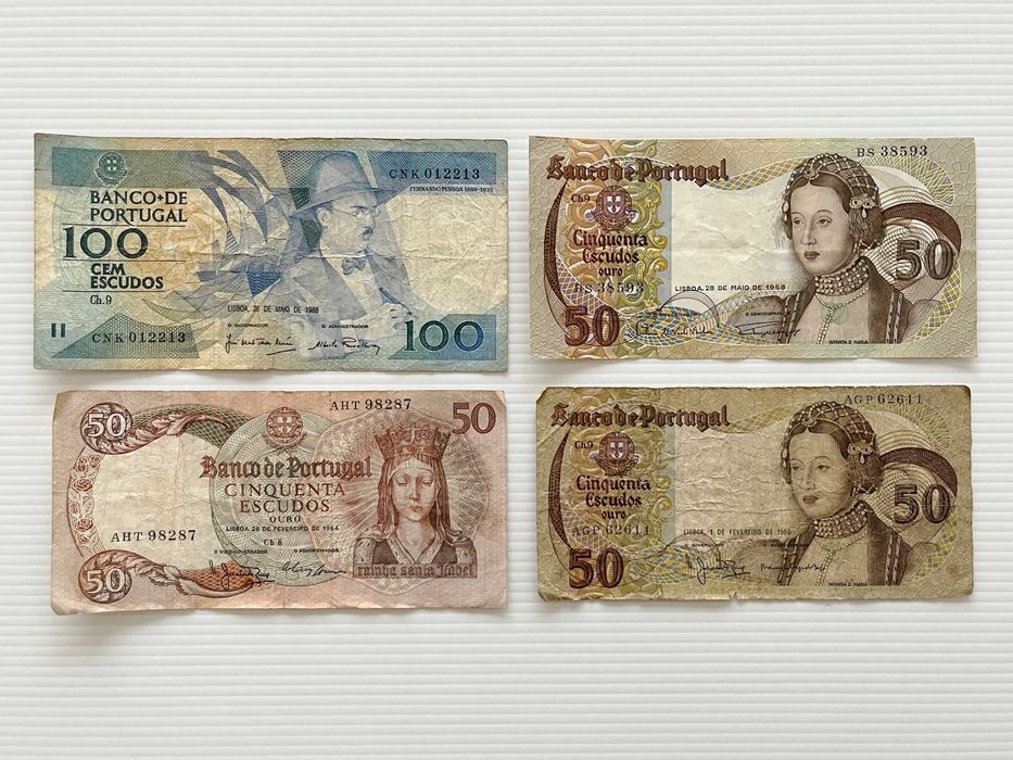 Lote de 49 Notas de Escudos (1000, 100, 50, 20 Escudos)