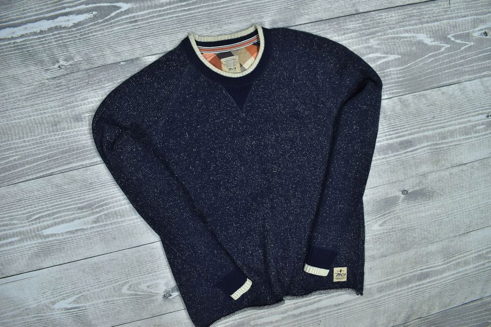 Mcs Granatowy Wełniany Sweter Męski Crewneck Xxl