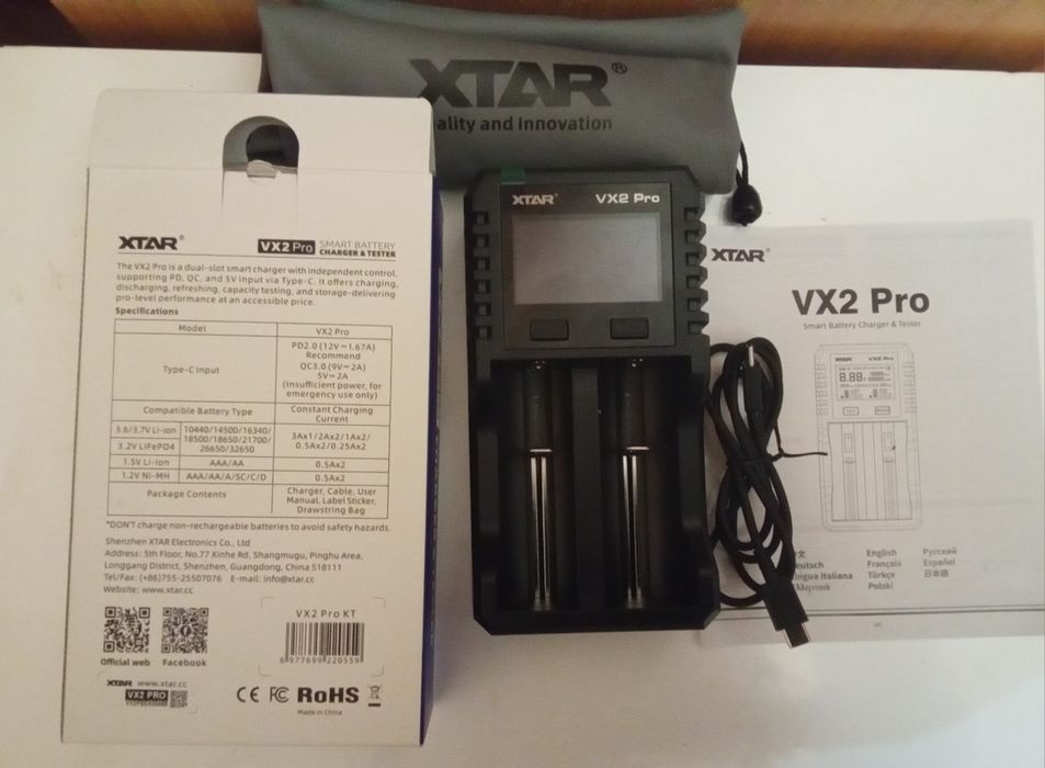 Професійний зарядний пристрій XTAR VX2 Pro.