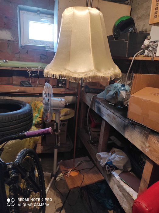 Lampa stojąca podłogowa z abażurem PRL